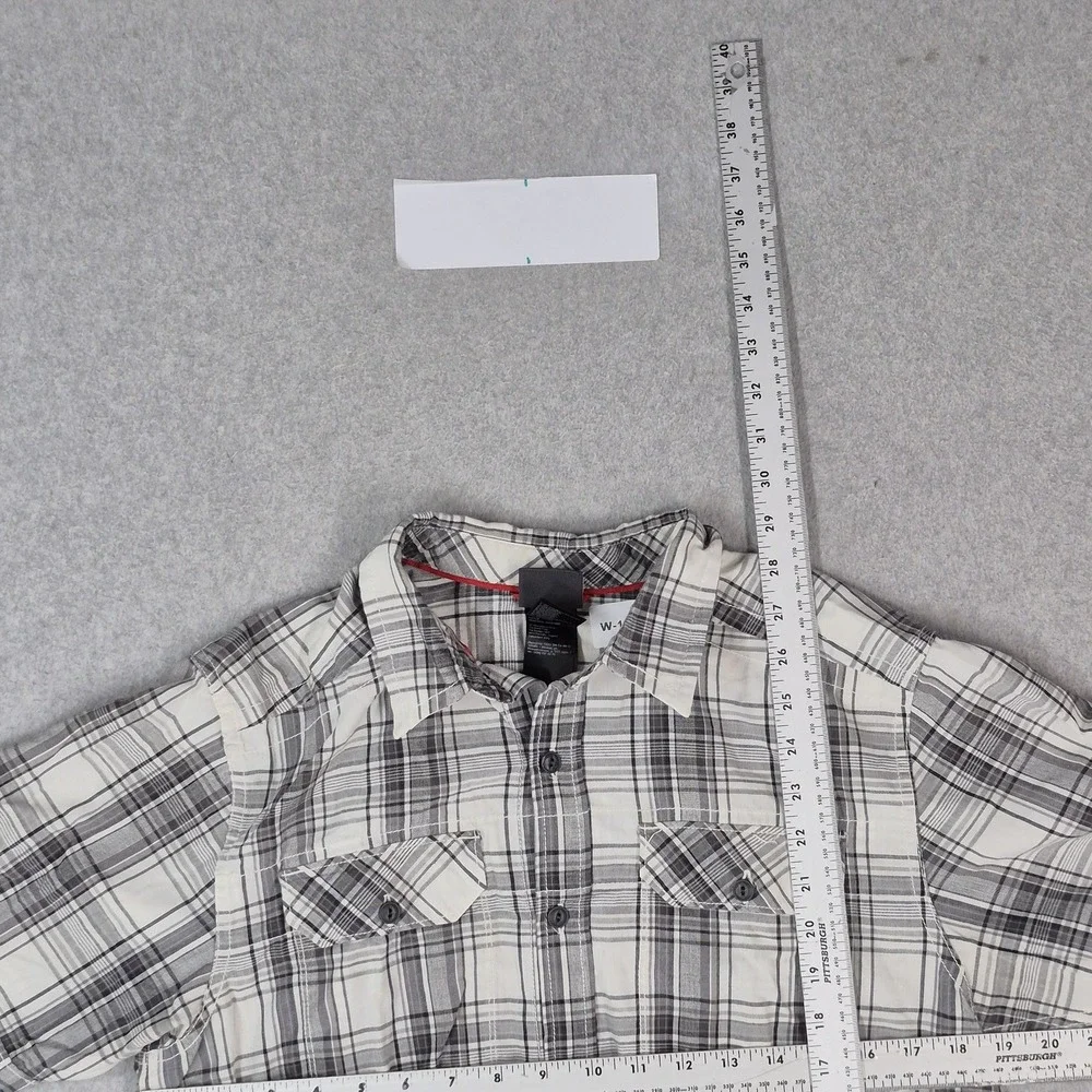 The North Face Men Button Up Shirt M White Plaid Western Short Sleeve READ